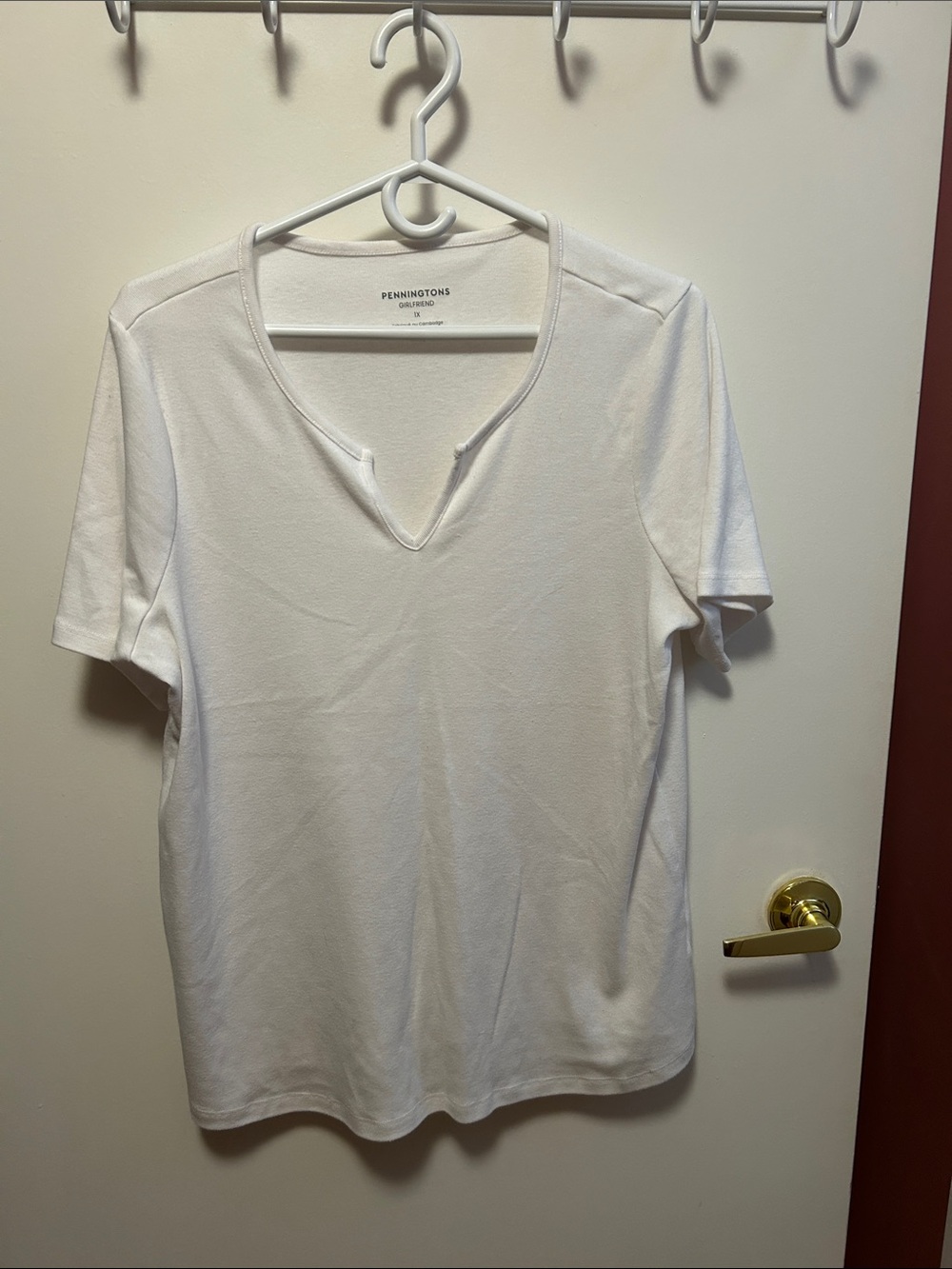 1X Penningtons White Short Sleeve Notch-Neck Tee
